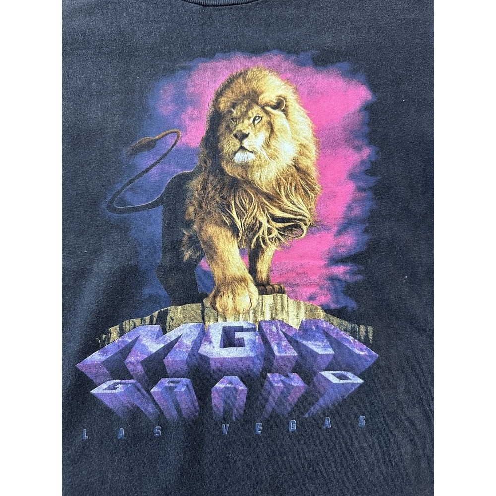 VTG 90s MGM Grand Las Vegas Lion Shirt Youth Large 1997 USA Black Y2K T-Shirt